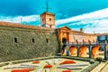 View of Castillo de Montjuic  on mountain Montjuic in  Barcelona, Spain Royalty Free Stock Photo