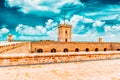 View of Castillo de Montjuic  on mountain Montjuic in  Barcelona, Spain Royalty Free Stock Photo