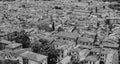 View from the castle Brescia Citadela on old town, black and white