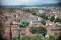 View from the castle Brescia Citadela on old town, tilt shift effect Royalty Free Stock Photo
