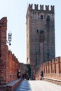 View of Castle through Castelvecchio Bridge Royalty Free Stock Photo