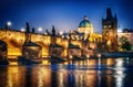 View of the castle and the Charles bridge. Prague Czech Republic. Royalty Free Stock Photo