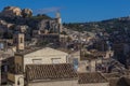 View of the castle and clock tower in the centre of Modica Royalty Free Stock Photo