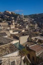 View of the castle and clock tower in the centre of Modica Royalty Free Stock Photo