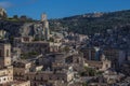 View of the castle and clock tower in the centre of Modica Royalty Free Stock Photo