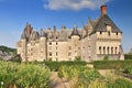 View of the castle garden and town Langeais. Loire Valley France. Royalty Free Stock Photo