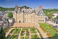 View of the castle garden and town Langeais. Loire Valley France Royalty Free Stock Photo