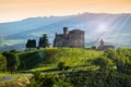 View on the castle of Grinzane cavour at Sunset Royalty Free Stock Photo