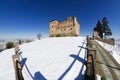 View of the Castle of Grinzane Cavour in winter with snow Royalty Free Stock Photo