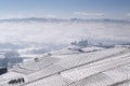 View of the Castle of Grinzane Cavour in winter with snow Royalty Free Stock Photo