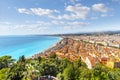 The sea, beach and old town at Nice France along the French Riviera Royalty Free Stock Photo