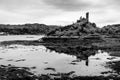 View of Castle Maol, a ruined castle located near the harbour of the village of Kyleakin, Isle of Skye, Scotland Royalty Free Stock Photo