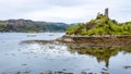 View of Castle Maol, a ruined castle located near the harbour of the village of Kyleakin, Isle of Skye, Scotland Royalty Free Stock Photo