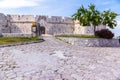 View castle in Monte Sant`Angelo town, old village, in Apulia