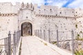 View castle in Monte Sant`Angelo town, old village, in Apulia