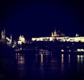 View of the Castle in Prague at night. Royalty Free Stock Photo
