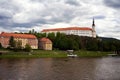 View of the castle and river in Decin, Czech Republic