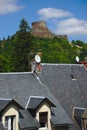 View of the castle and rooftops of Murol in Auvergne, Puy de Dome
