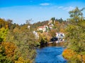 View of the castle ruin Hals with the Ilz in the autumn Royalty Free Stock Photo