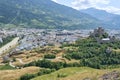 View of the castle of Tourbillon and vineyards in Sion, Valais, Switzerland in summer 2023