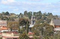 A view of Castlemaine from the Old Gaol with the Post Office Clock tower and Burke and Wills Memorial Monument visible