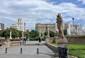 View of Catalonia Square in Barcelona, Spain. Some of most important streets and avenues meet at here. Center of business and cult