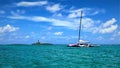 view on catamaran in  blue bay lagoon mauritius Royalty Free Stock Photo