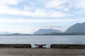 View of Catface range from Tofino pier deck Royalty Free Stock Photo