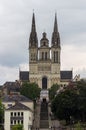 View of the cathedral of Angers in Loire valley France