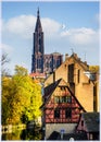 View on the Cathedral from Barrage Vauban, Strasbourg, Alsace, France Royalty Free Stock Photo