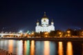 View of the Cathedral of Christ the Savior, night. Moscow, Russia Royalty Free Stock Photo