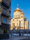 View of the Cathedral of Christ the Savior from Obydensky Lane.