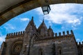 Cathedral of Evora Portugal viewed through an arch