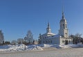 View of the Cathedral hill and Temple Alexander Nevsky in the city of Vologda