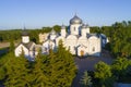 View of the Cathedral of the Intercession of the Holy Virgin. Zverin Monastery. Veliky Novgorod Royalty Free Stock Photo