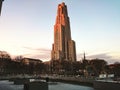 View of the Cathedral of Learning at Sunset Royalty Free Stock Photo