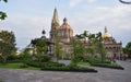 View of the cathedral from the Main Square of Guadalajara, arboretum Royalty Free Stock Photo