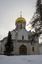 View of the Cathedral of the Nativity of the Virgin in the Savvino-Storozhevsky Monastery Zvenigorod Russia Royalty Free Stock Photo