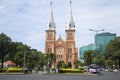 View of the Cathedral Notre Dame De Saigon of cloud by day. Ho Chi Minh City, Vietnam Royalty Free Stock Photo