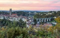 View of cathedral, Poya and Zaehringen bridge, Royalty Free Stock Photo