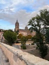 Cathedral view from Puente Romano bridge, Salamanca, Spain
