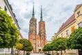 View at the Cathedral of Saint John the Baptist in the streets of Wroclaw in Poland