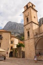 View of the The Cathedral of Saint Tryphon in the Old Town of Kotor. Montenegro