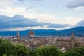 View of the Cathedral of Santa Maria del Fiore and the Basilica of Santa Croce. Evening Florence, Italy