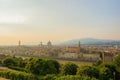 View of the Cathedral of Santa Maria del Fiore Duomo, Basilica of Santa Croce, and Arnolfo tower of Palazzo Vecchio. Royalty Free Stock Photo