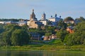 View of Cathedral square and Oka river in Kasimov city, Russia