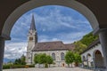 View of Cathedral of St. Florin in Vaduz, Liechtenstein Royalty Free Stock Photo