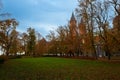 View Cathedral towers and princely castle, of the Tumskie hill in autumn. Plock, Poland Royalty Free Stock Photo