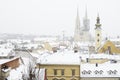 A view of the cathedral of Zagreb, Croatia, and roofs covered in Royalty Free Stock Photo