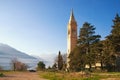 View of Catholic Church of Saint Eustace on coast of Bay of Kotor. Montenegro, Dobrota town. Free space for text Royalty Free Stock Photo